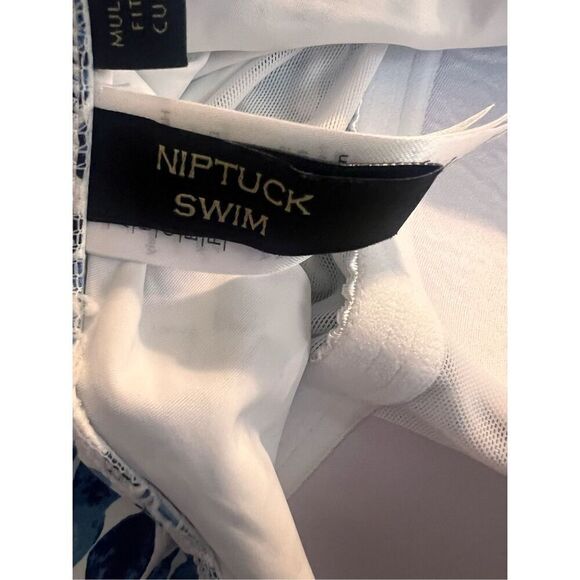 Nip Tuck Swim Size 8 Shapewear One Piece Swimsuit Blue Watercolor Dot Print - Picture 11 of 13